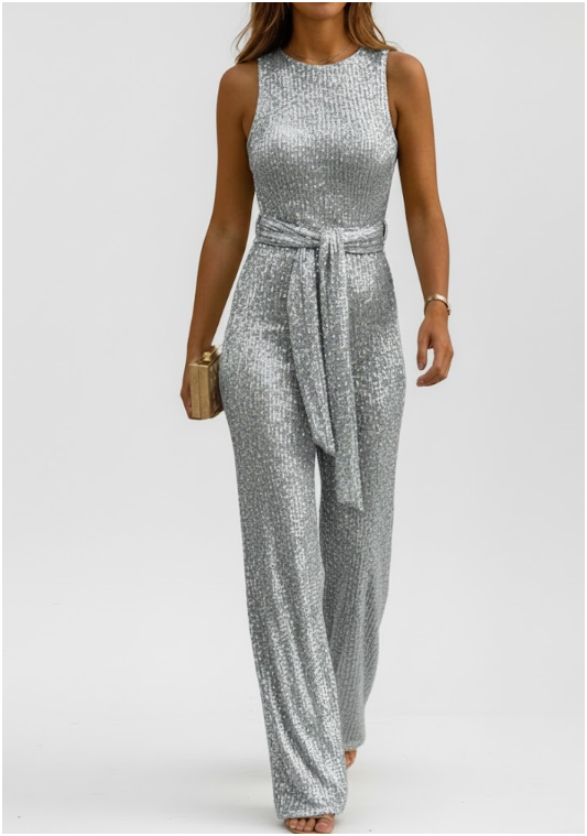 Womens Sequin Jumpsuit | Sleeveless