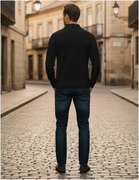 Men's Knitted Polo | Long Sleeve