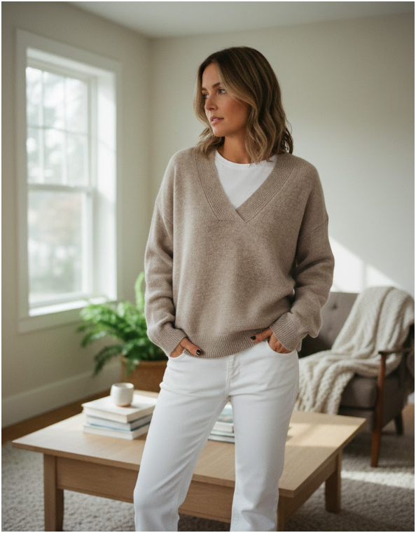 Women's V-Neck Jumper | Loose Fit