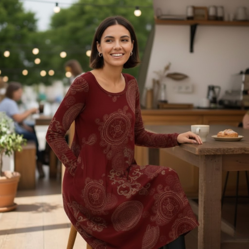 Women's Verdant Mandala Pocket Dress l Oversized