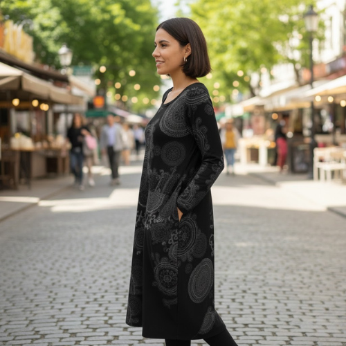 Women's Verdant Mandala Pocket Dress l Oversized