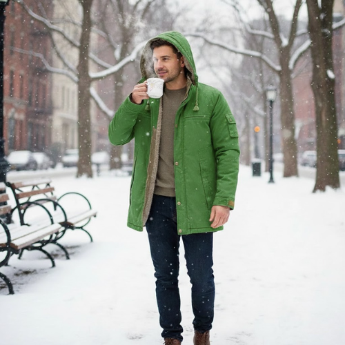 Men's Plush Hooded Utility Jacket | Zip Up