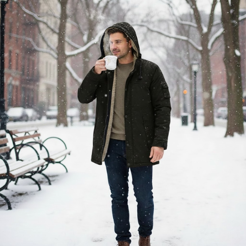 Men's Plush Hooded Utility Jacket | Zip Up