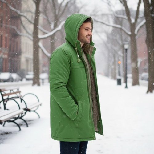 Men's Plush Hooded Utility Jacket | Zip Up