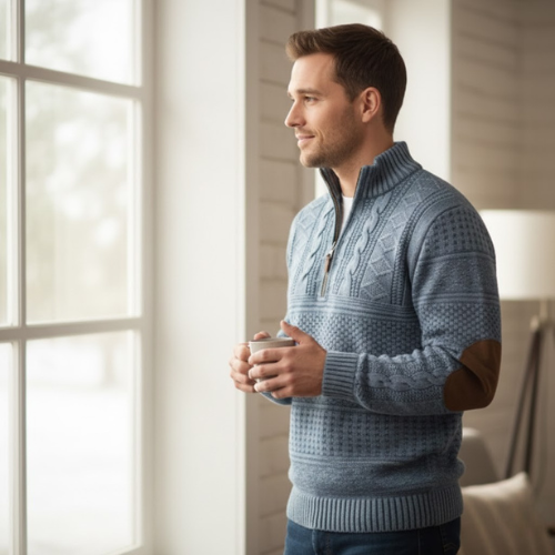 Men's Heritage Pattern Sweater l Quarter Zip