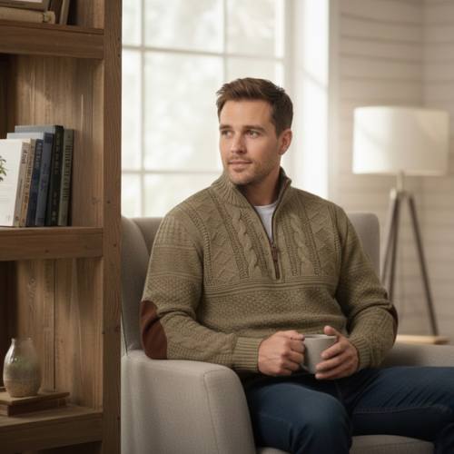 Men's Heritage Pattern Sweater l Quarter Zip