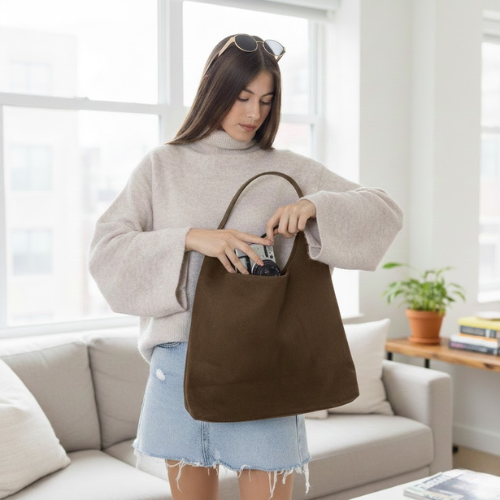 Women's Crescent Hobo Shoulder Bag l Thick Strap