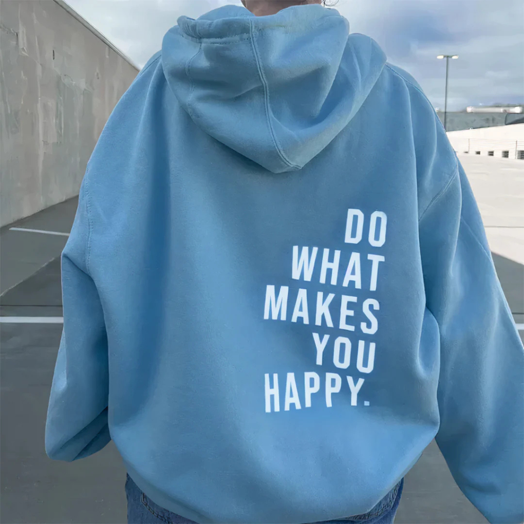 Women’s Kangaroo Pocket Hoodie – Loose Fit Sweatshirt with Motivational Print