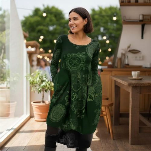 Women's Verdant Mandala Pocket Dress l Oversized