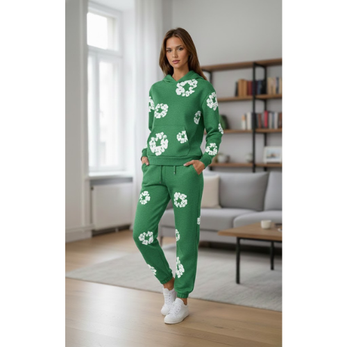Women's Floral Print Hoodie Jogger | Set