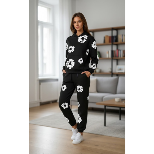 Women's Floral Print Hoodie Jogger | Set