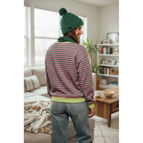 Women's Striped Crewneck Sweatshirt | Knitted