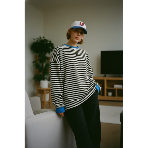 Women's Striped Crewneck Sweatshirt | Knitted