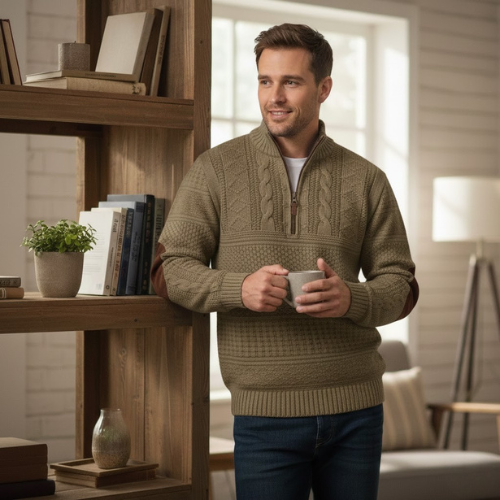 Men's Heritage Pattern Sweater l Quarter Zip