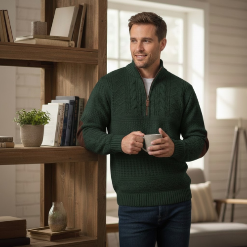 Men's Heritage Pattern Sweater l Quarter Zip