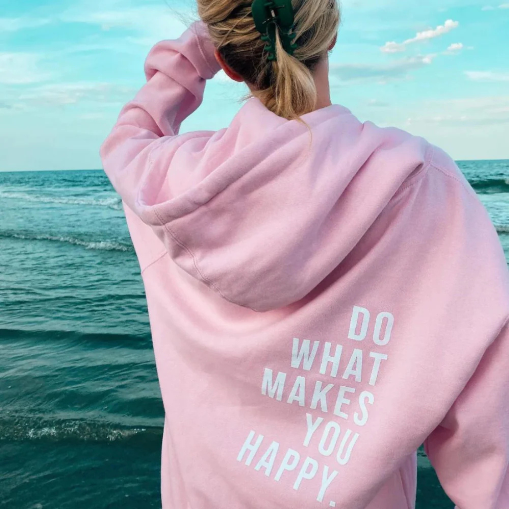Women’s Kangaroo Pocket Hoodie – Loose Fit Sweatshirt with Motivational Print