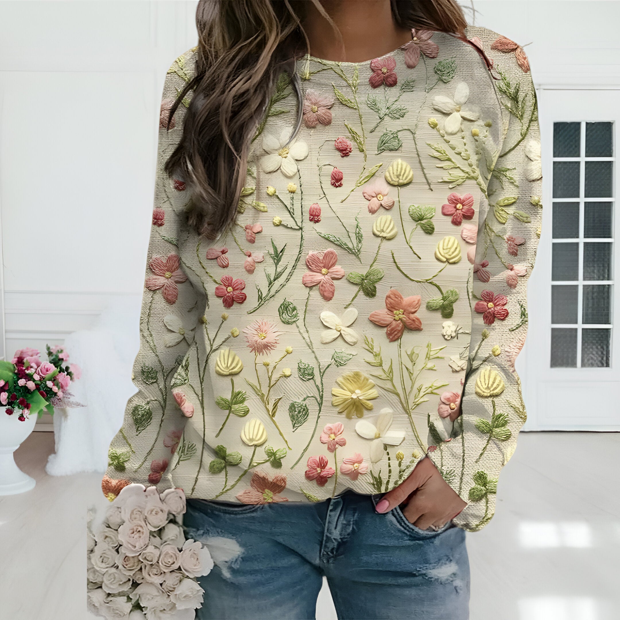 Floral Embroided Jumper | Women's Long Sleeve