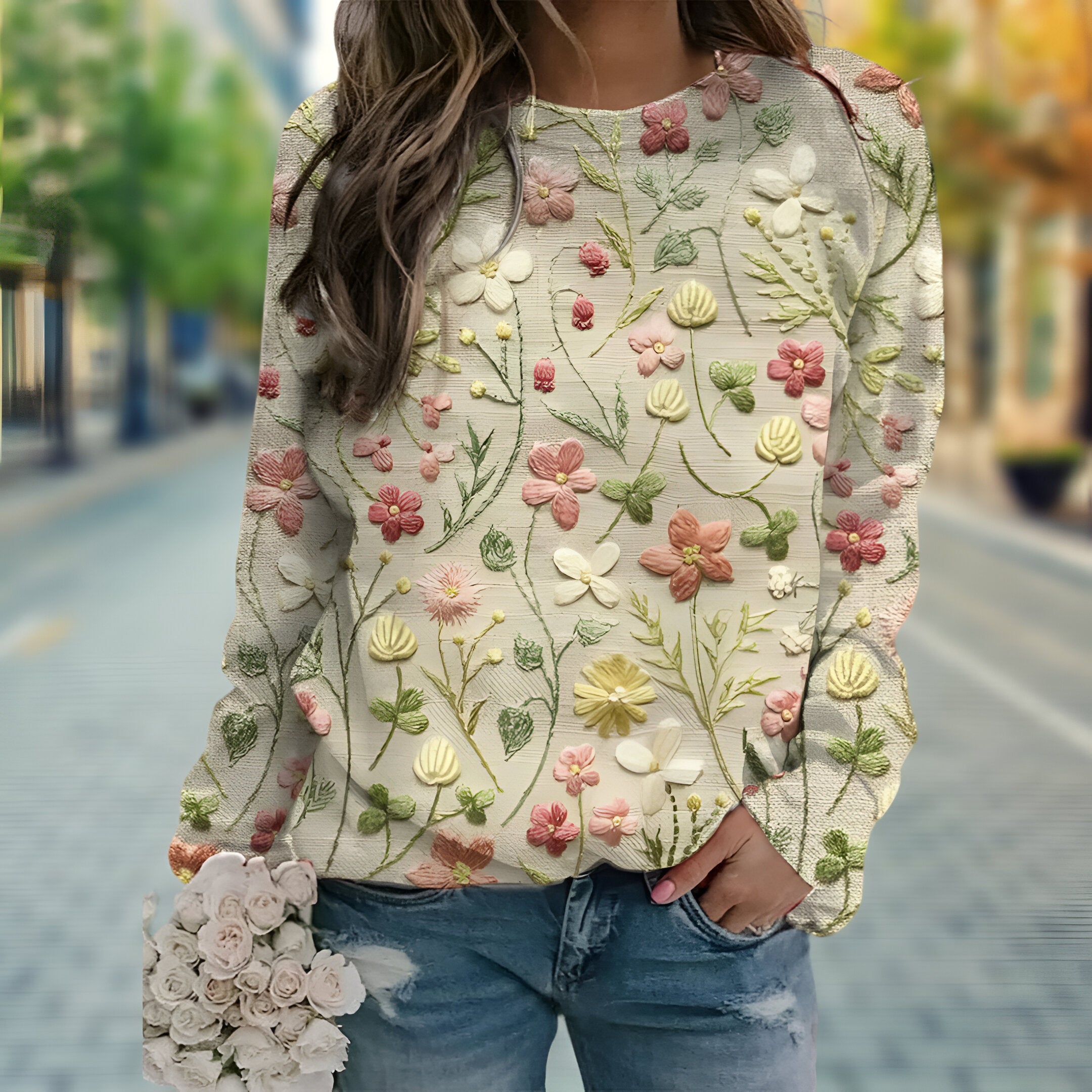 Floral Embroided Jumper | Women's Long Sleeve