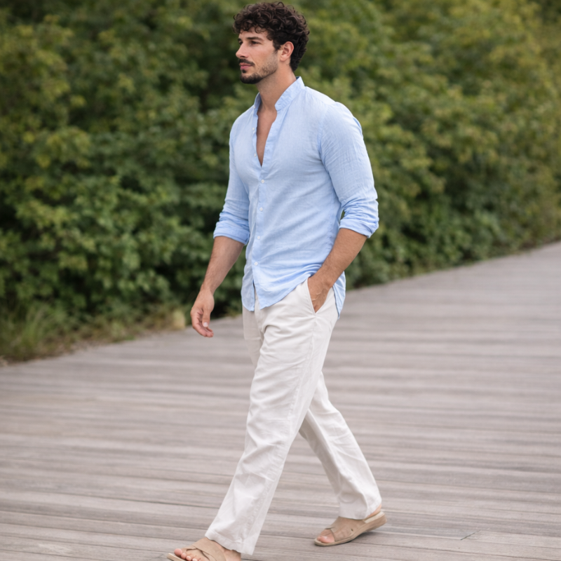 Men’s Slim Fit Long Sleeve Shirt | Button Front