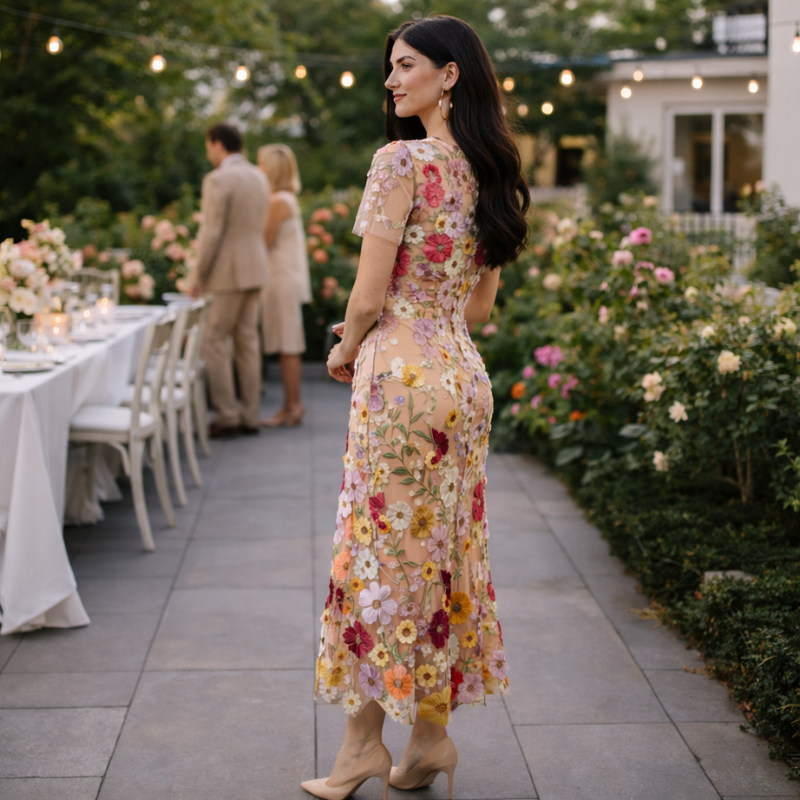 Women’s Floral Embroidered Dress | Midi