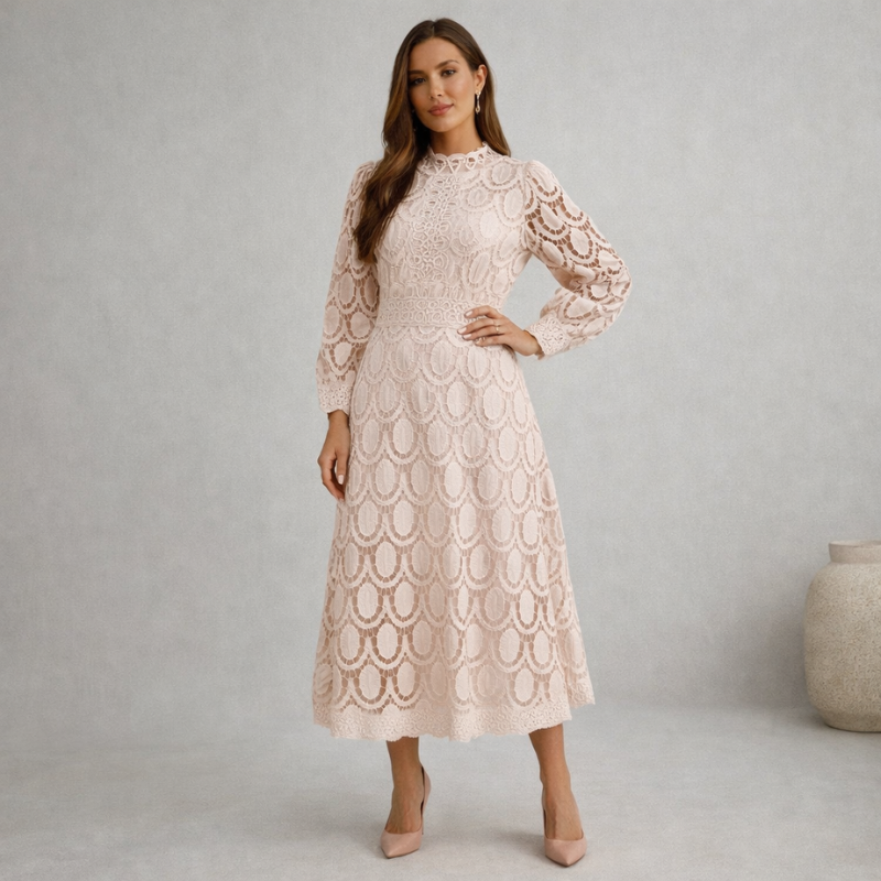 Women’s Puffed Sleeve Formal Dress | Midi