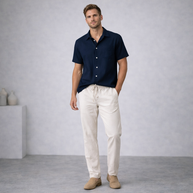 Men’s Short Sleeve Shirt And Pant Set | Two Piece
