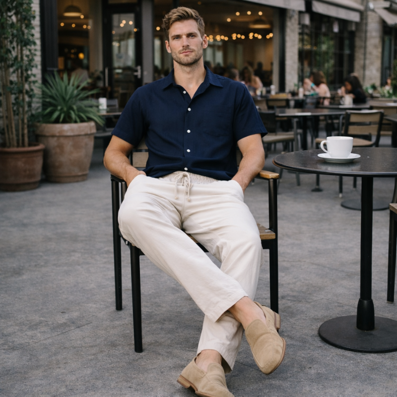 Men’s Short Sleeve Shirt And Pant Set | Two Piece