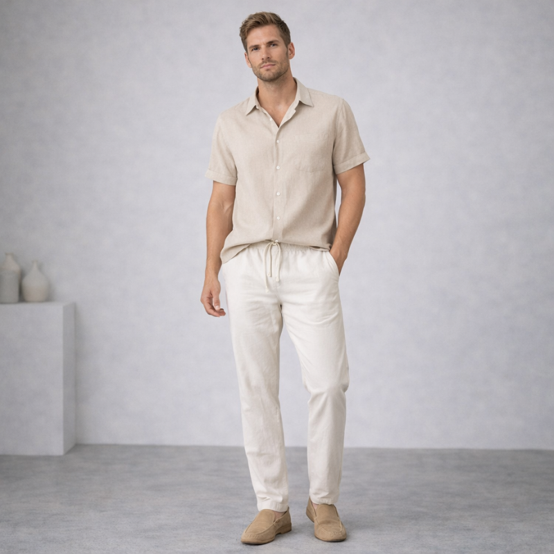 Men’s Short Sleeve Shirt And Pant Set | Two Piece