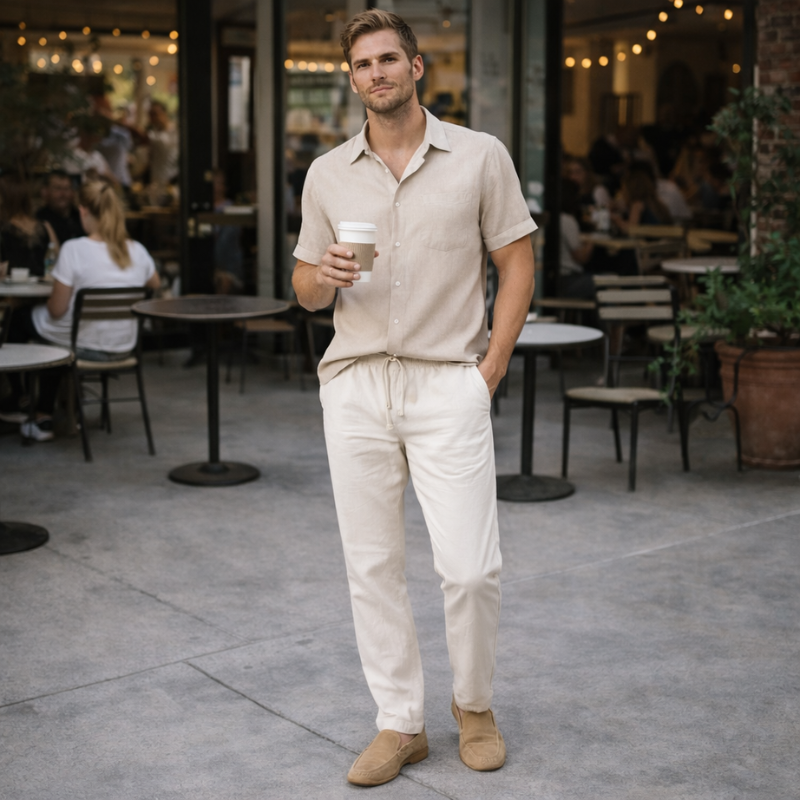 Men’s Short Sleeve Shirt And Pant Set | Two Piece