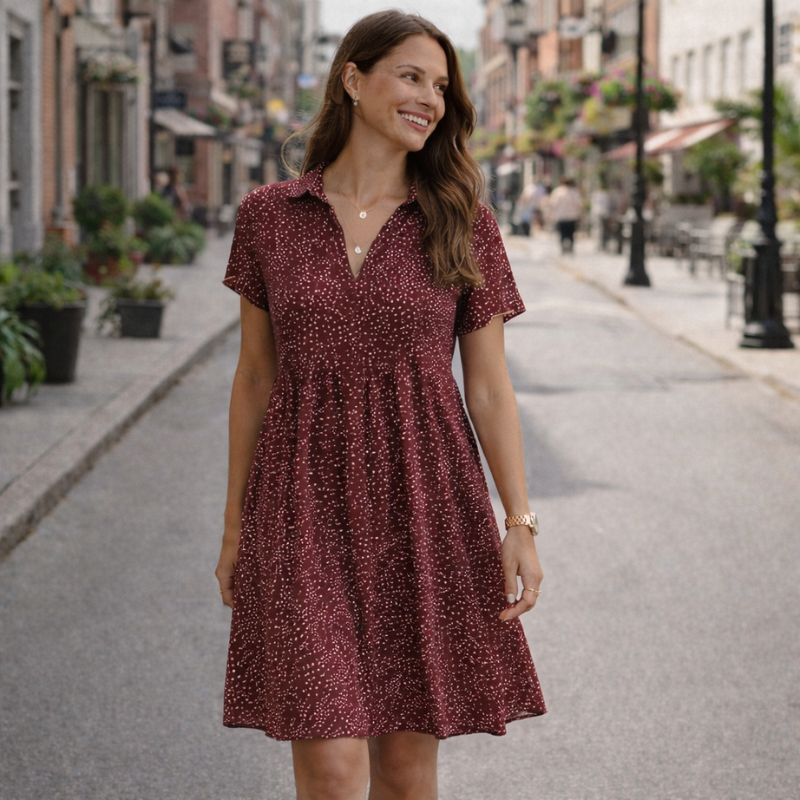 Women’s Short Sleeve Collared Dress | Midi